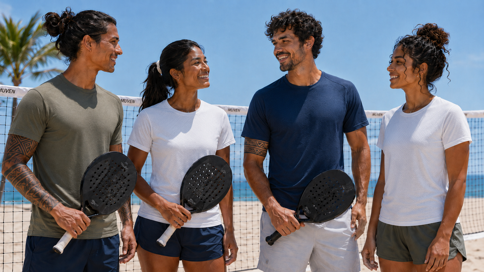 Beach tennis con remeras deportivas de poliamida Muven